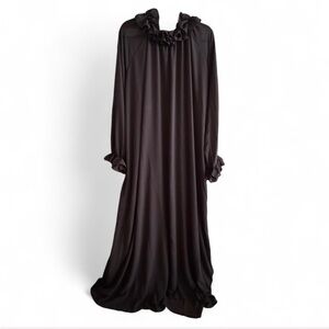 Maia Hemera “Coco” Chocolate Brown Ruffle-Neck Maxi Dress - Lg